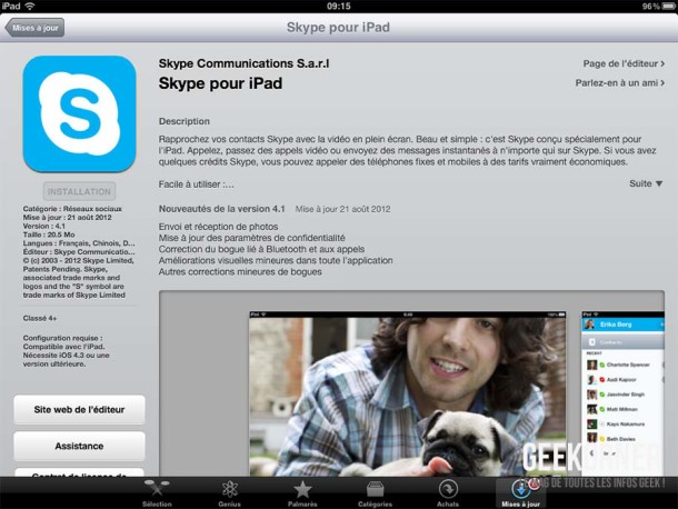 Skype iPad Transfert Photos - Geekorner - 01